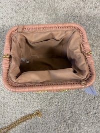 Borsa a mano in rafia con tracolla removibile