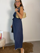 Abito in cotone chambray con fiocco regolabile