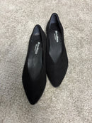 Ballerina Paola in pelle scamosciata nera con scollatura a V