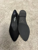 Ballerina Paola in pelle scamosciata nera con scollatura a V