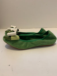 Ballerina in camoscio con fiocco gros-grain