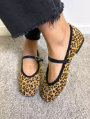 Ballerina in cavallino stampa leopardo con cinturino nero