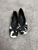 Ballerina in cavallino stampa mucca con fiocchetto in pelle