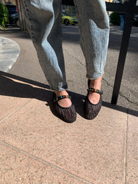 Intertwined ballerina with studded strap