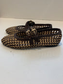 Woven ballet flat with double strap