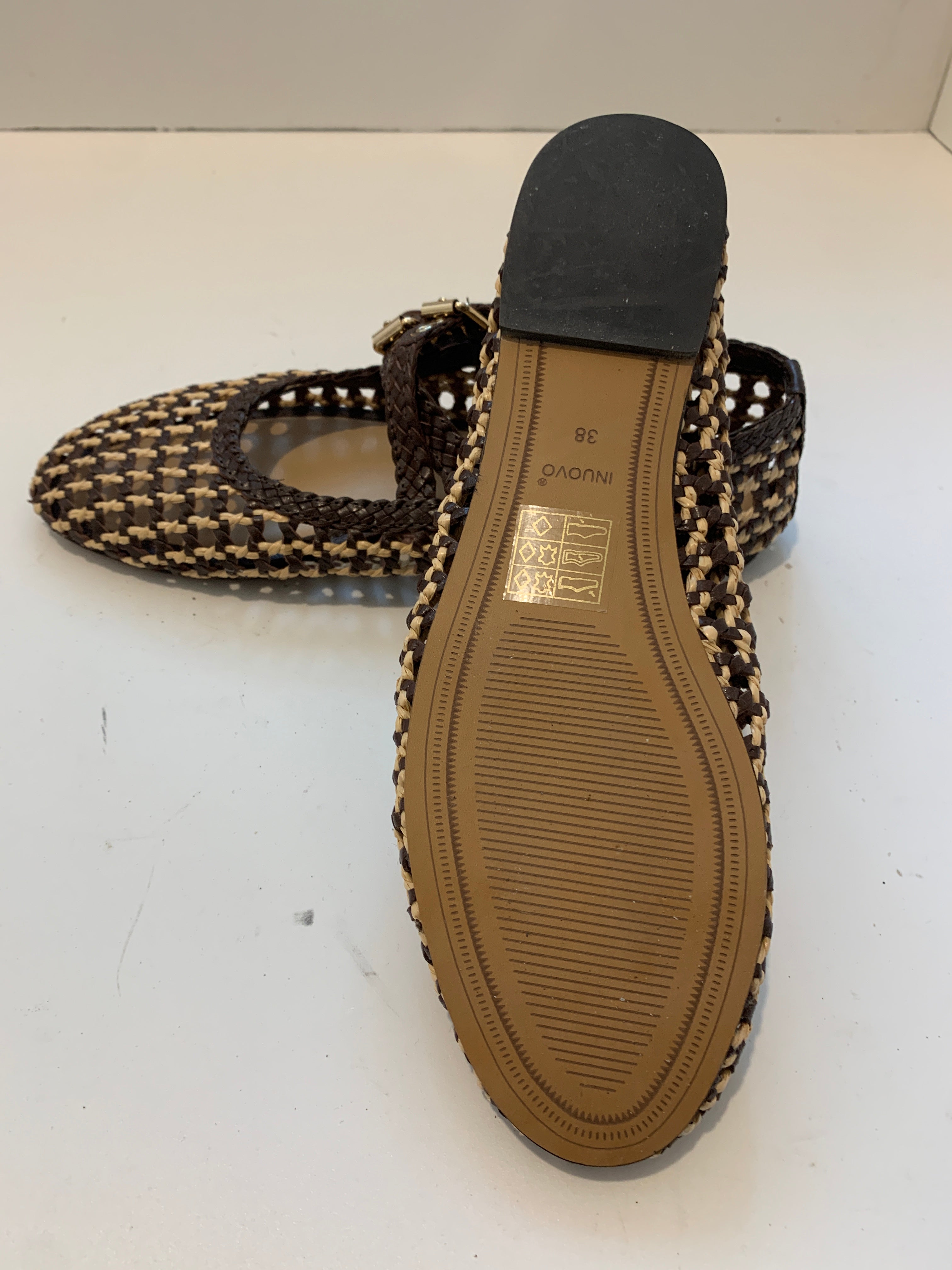 Woven ballet flat with double strap
