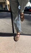 Woven ballet flat with double strap