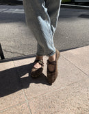 Woven ballet flat with double strap