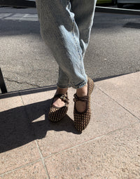 Woven ballet flat with double strap
