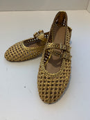 Woven ballet flat with double strap