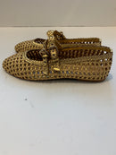 Woven ballet flat with double strap