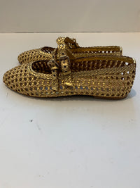 Woven ballet flat with double strap