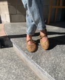Woven ballet flat with double strap