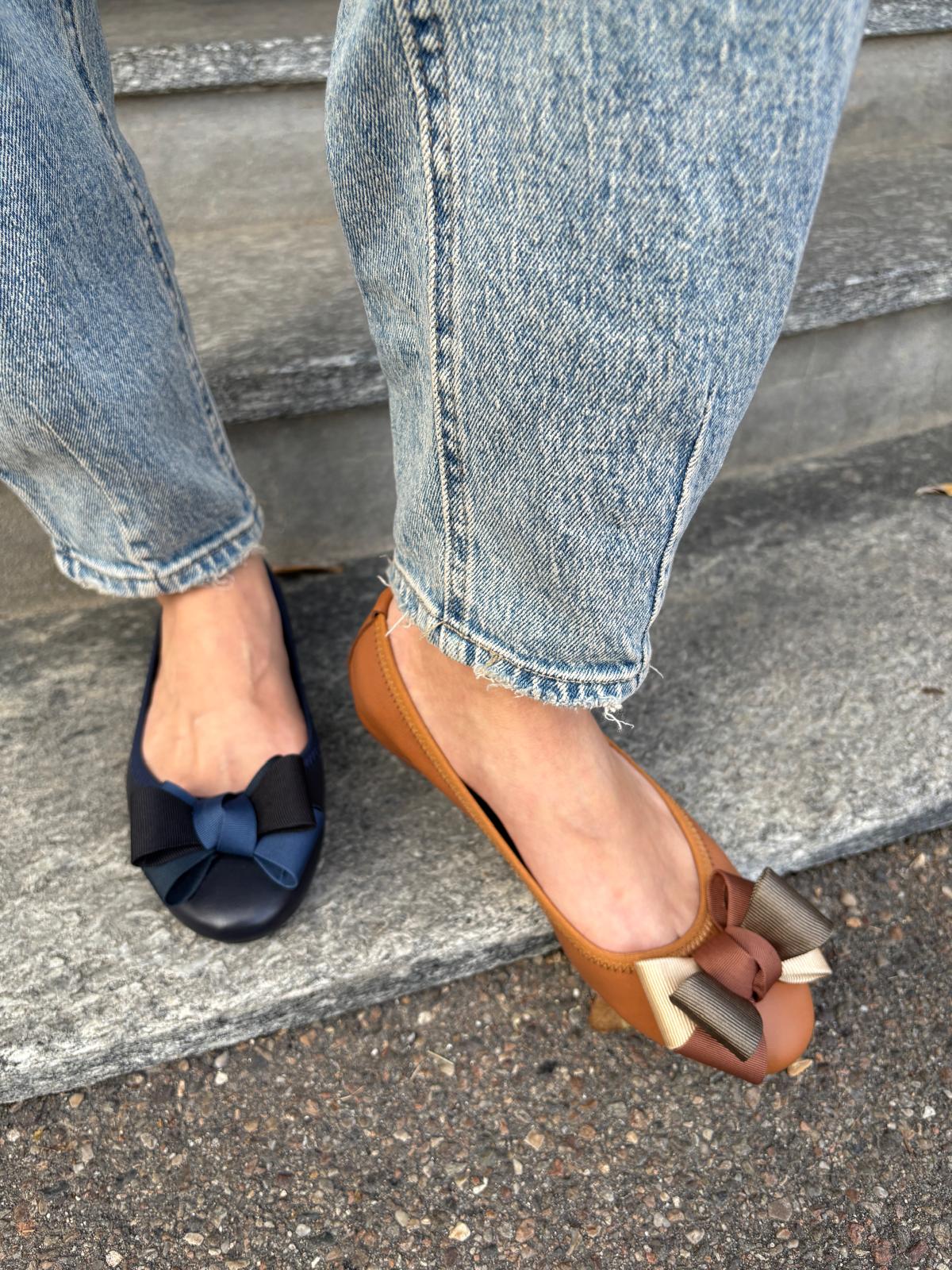 Ballerina Federica in nappa con fiocco in gros-grain