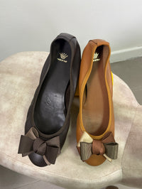 Ballerina Federica in nappa con fiocco in grosgran