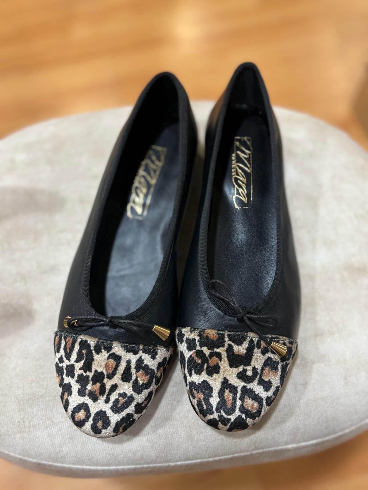 Ballerina donna in nappa con punta in vernice