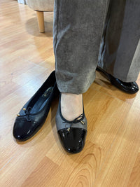 Ballerina donna in nappa con punta in vernice