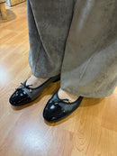 Ballerina donna in nappa con punta in vernice