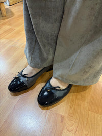 Ballerina donna in nappa con punta in vernice