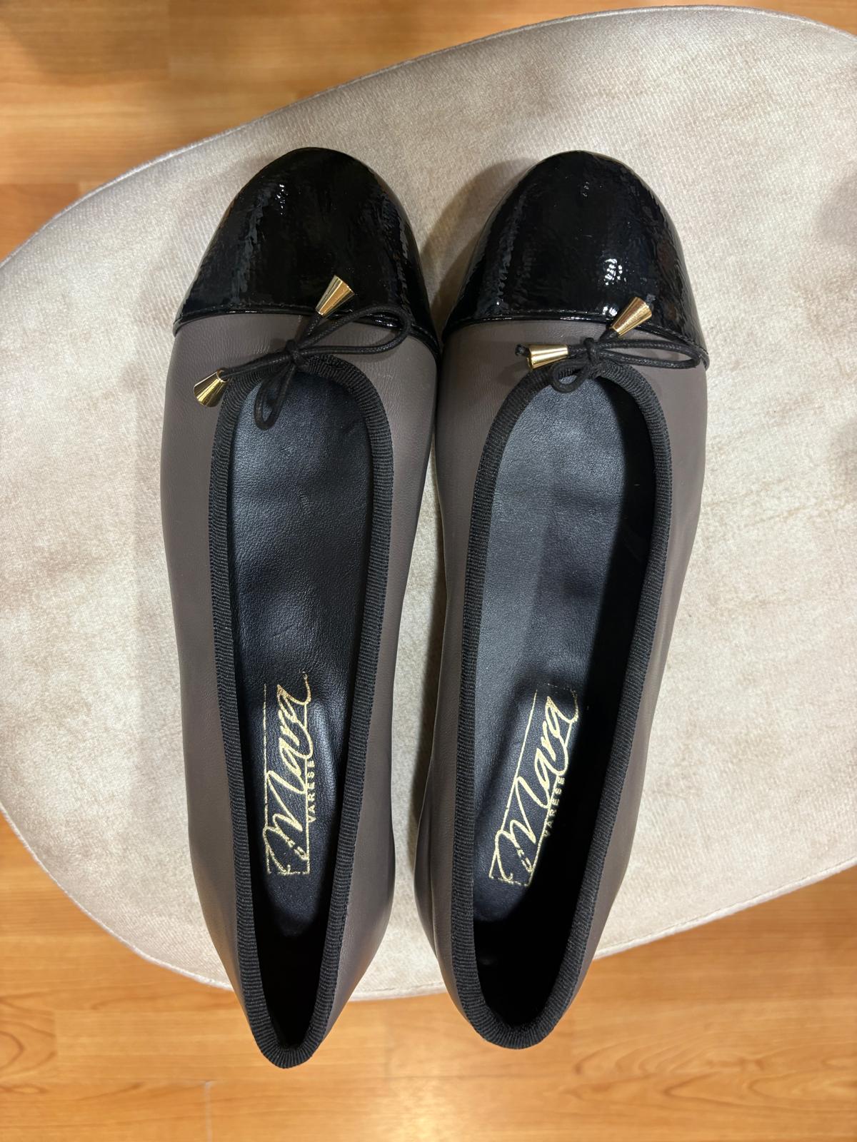 Ballerina donna in nappa con punta in vernice