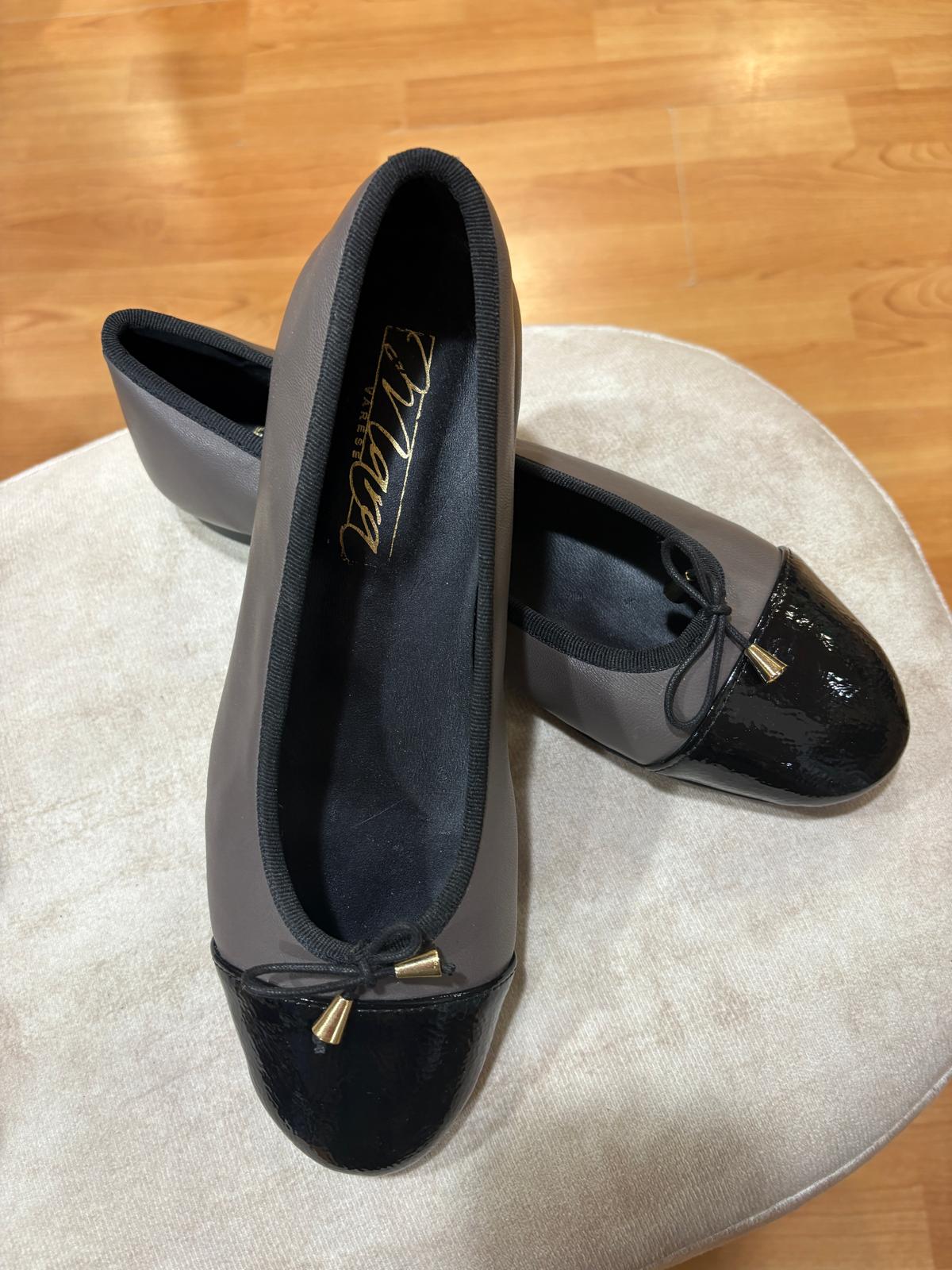 Ballerina donna in nappa con punta in vernice