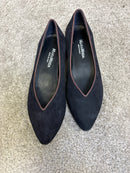 Ballerina Paola in pelle scamosciata bordeaux con bordo in pelle