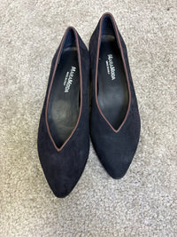 Ballerina Paola in pelle scamosciata bordeaux con bordo in pelle