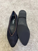 Ballerina Paola in pelle scamosciata bordeaux con bordo in pelle