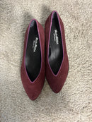 Ballerina Paola in pelle scamosciata bordeaux con bordo in pelle