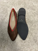 Ballerina Paola in pelle scamosciata bordeaux con bordo in pelle