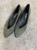 Ballerina Paola in pelle scamosciata bordeaux con bordo in pelle