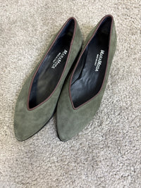 Ballerina Paola in pelle scamosciata bordeaux con bordo in pelle
