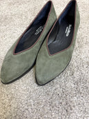 Ballerina Paola in pelle scamosciata bordeaux con bordo in pelle