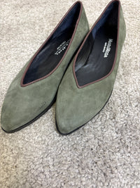 Ballerina Paola in pelle scamosciata bordeaux con bordo in pelle