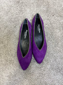 Ballerina Paola in pelle scamosciata bordeaux con bordo in pelle