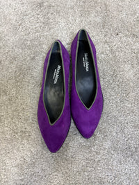 Ballerina Paola in pelle scamosciata bordeaux con bordo in pelle