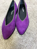 Ballerina Paola in pelle scamosciata bordeaux con bordo in pelle