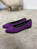 Ballerina Paola in pelle scamosciata bordeaux con bordo in pelle