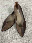 Ballerina Paola a punta in pelle e camoscio marrone
