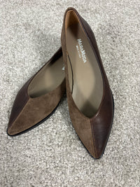 Ballerina Paola a punta in pelle e camoscio marrone