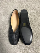 Ballerina in pelle nera effetto arricciato