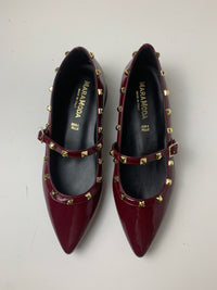 Ballerina Eleonora in pelle a punta con borchie decorative