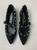 Ballerina Eleonora in pelle a punta con borchie decorative