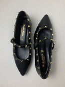Ballerina Eleonora in pelle a punta con borchie decorative