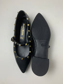 Ballerina Eleonora in pelle a punta con borchie decorative