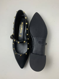 Ballerina Eleonora in pelle a punta con borchie decorative