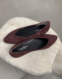 Paola suede pointed ballet flats with V-cut vamp