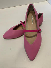 Ballerina a punta fucsia in pelle con cinturino
