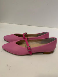 Ballerina a punta fucsia in pelle con cinturino
