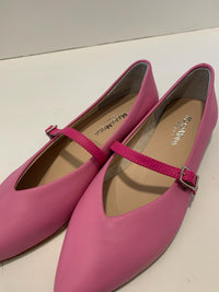 Ballerina a punta fucsia in pelle con cinturino